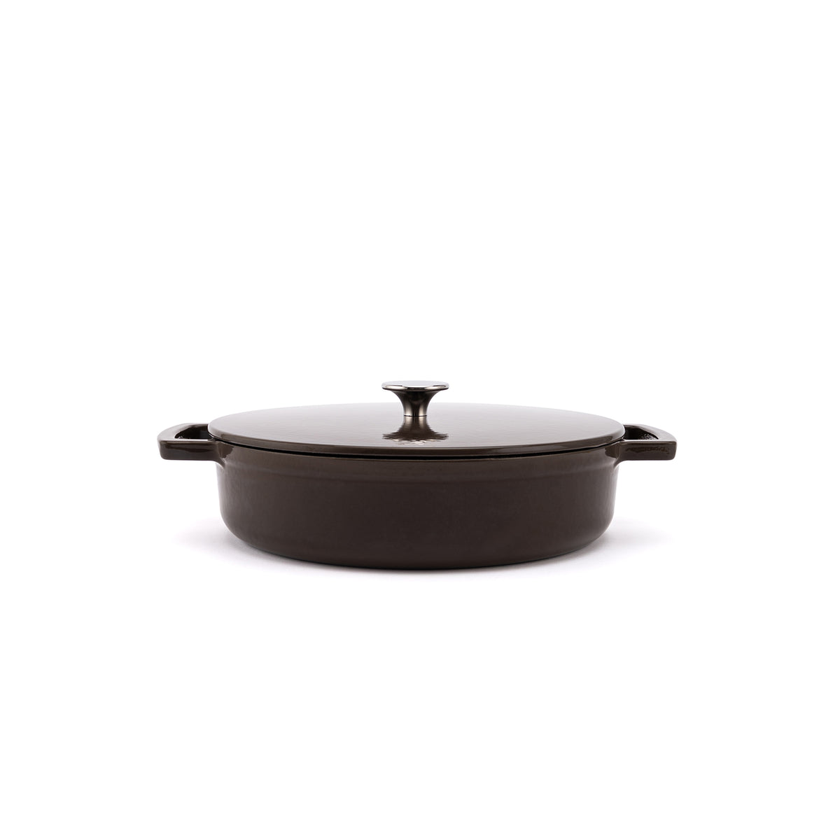 Smaltovaný litinový nízký hrnec Ember 28 cm - hnědá