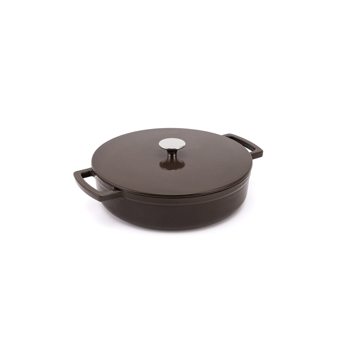 Smaltovaný litinový nízký hrnec Ember 28 cm - hnědá