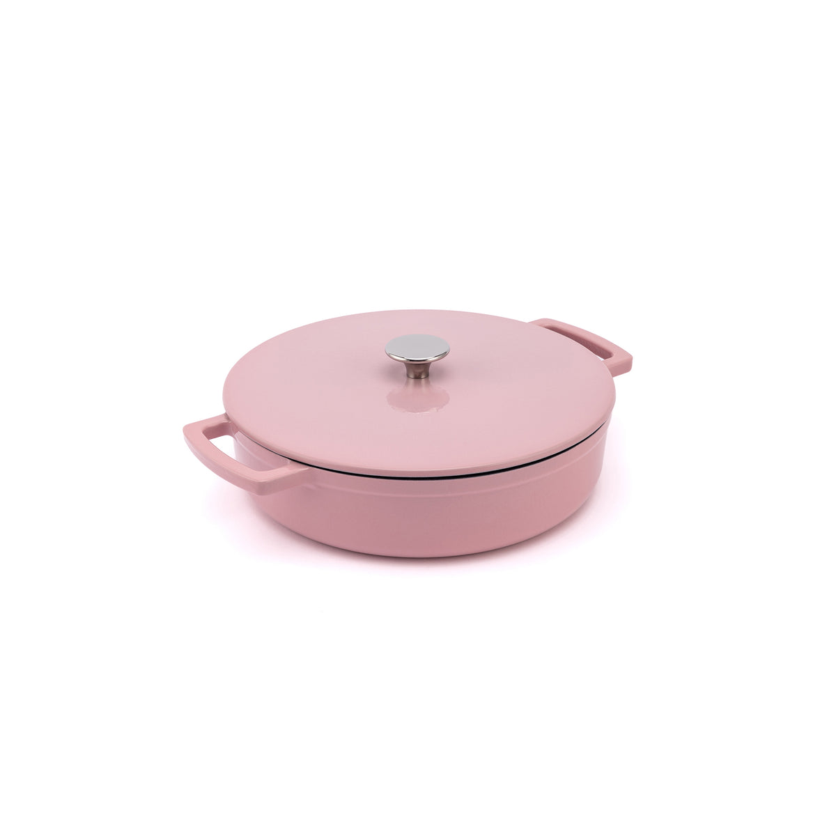 Smaltovaný liatinový nízky hrniec Ember 28 cm ružový