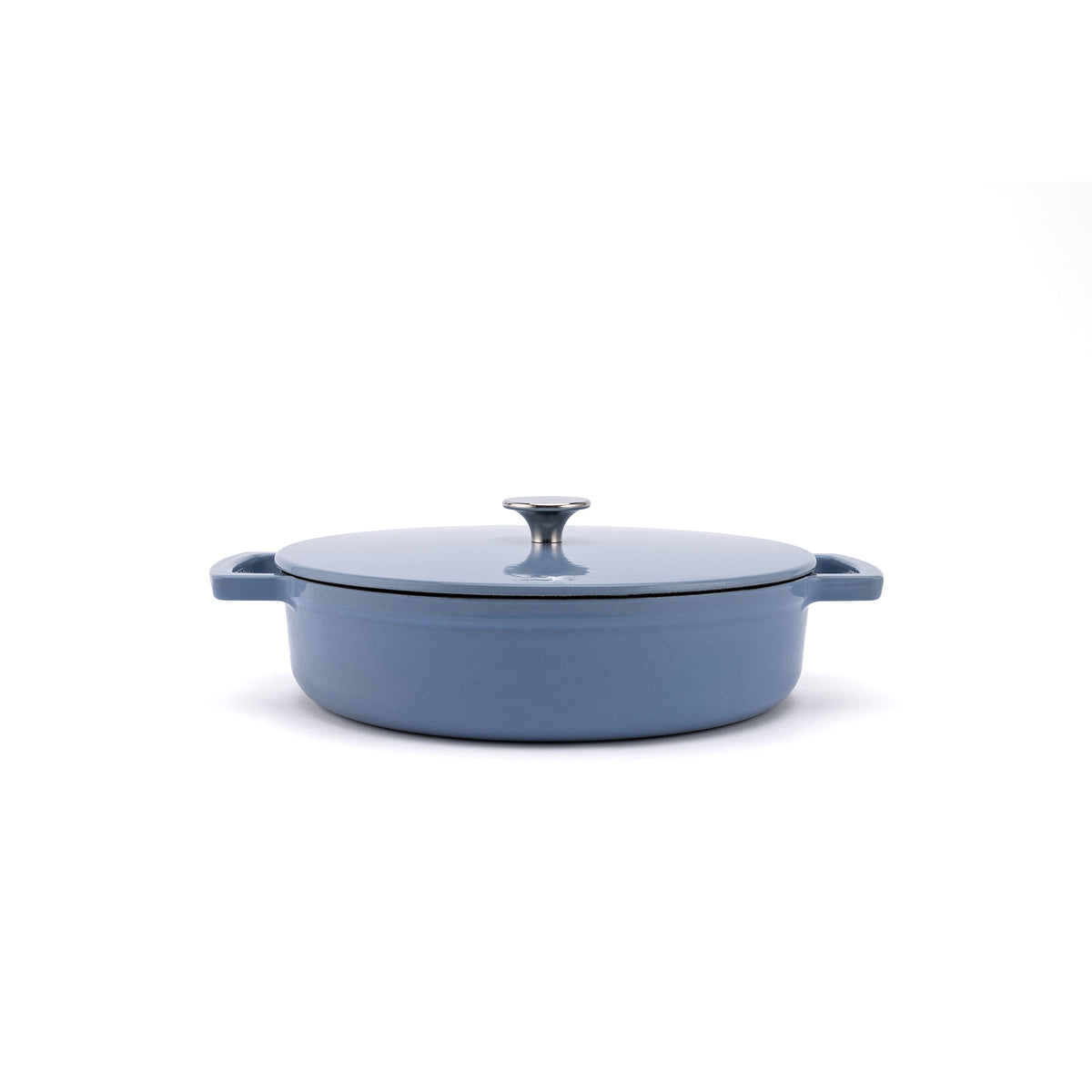 Smaltovaný litinový nízký hrnec Ember 28 cm - modrá