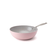 Nepriľnavá keramická panvica wok Zen Ø 28 cm – ružová