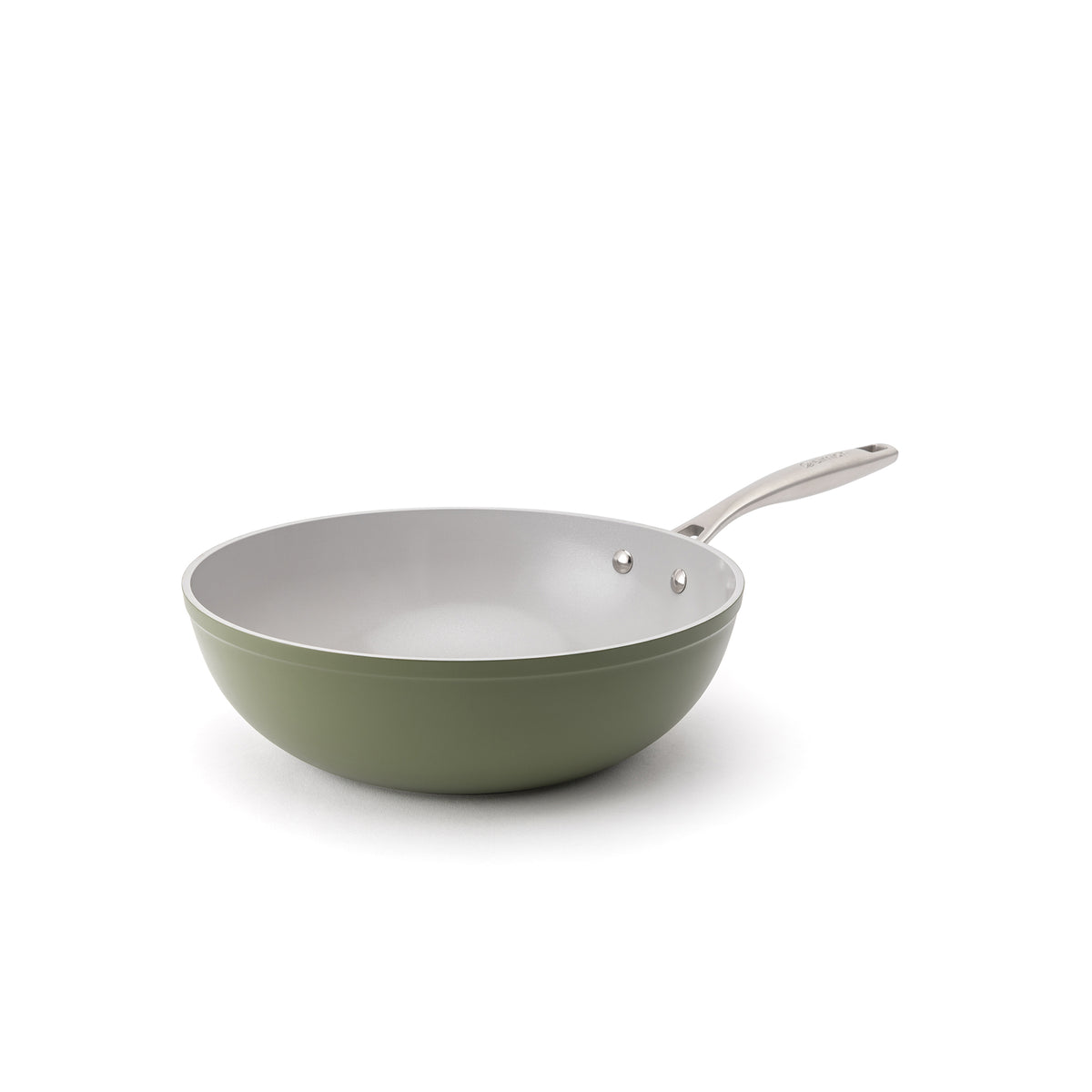 Nepřilnavá keramická pánev wok Zen Ø 28 cm - olivově zelená