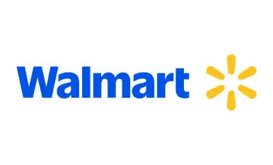 Logo Walmartu s modrým textem a žlutým designem hvězdicového výbuchu.