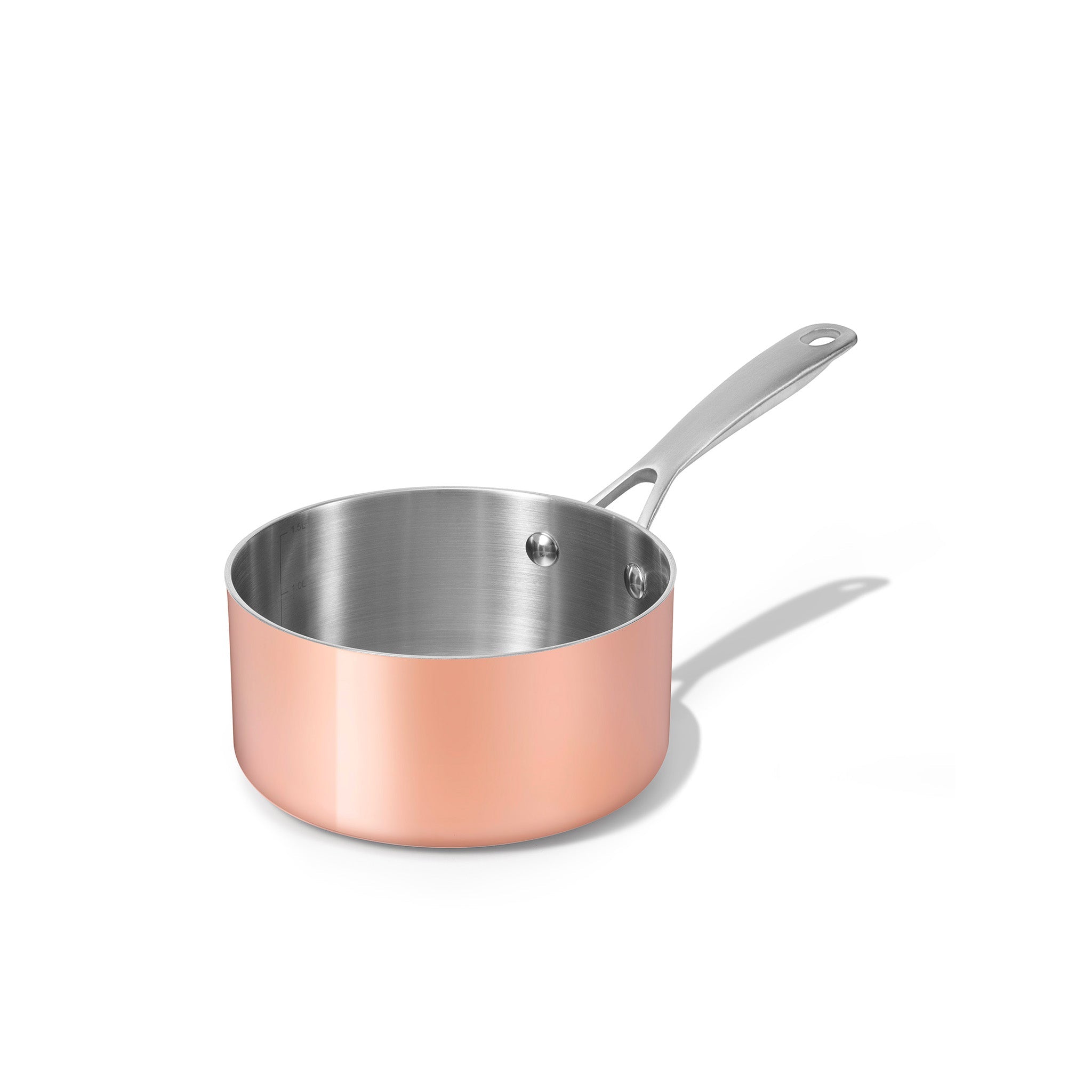 Měděný rendlík Tria Copper v kombinaci s třívrstvou nerezovou ocelí Ø 16 cm (1.5 L) 16 cm (1.5 L)
