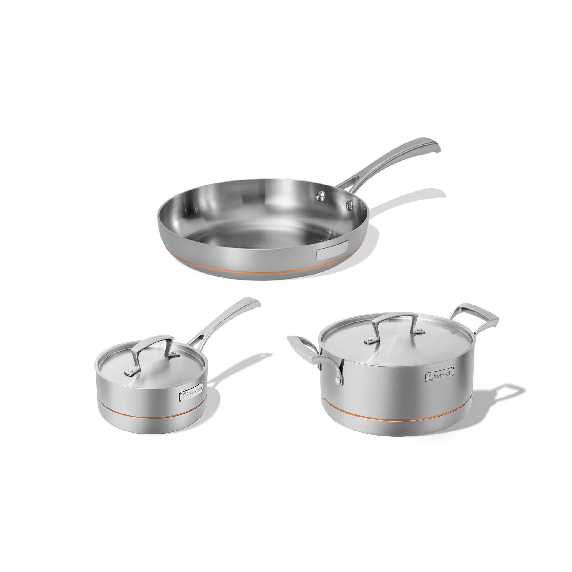 Premiová sada 5 vrstvého nerezového nádobí s měděným jádrem Penta Copper 3ks 2 hrnce + 1 pánev