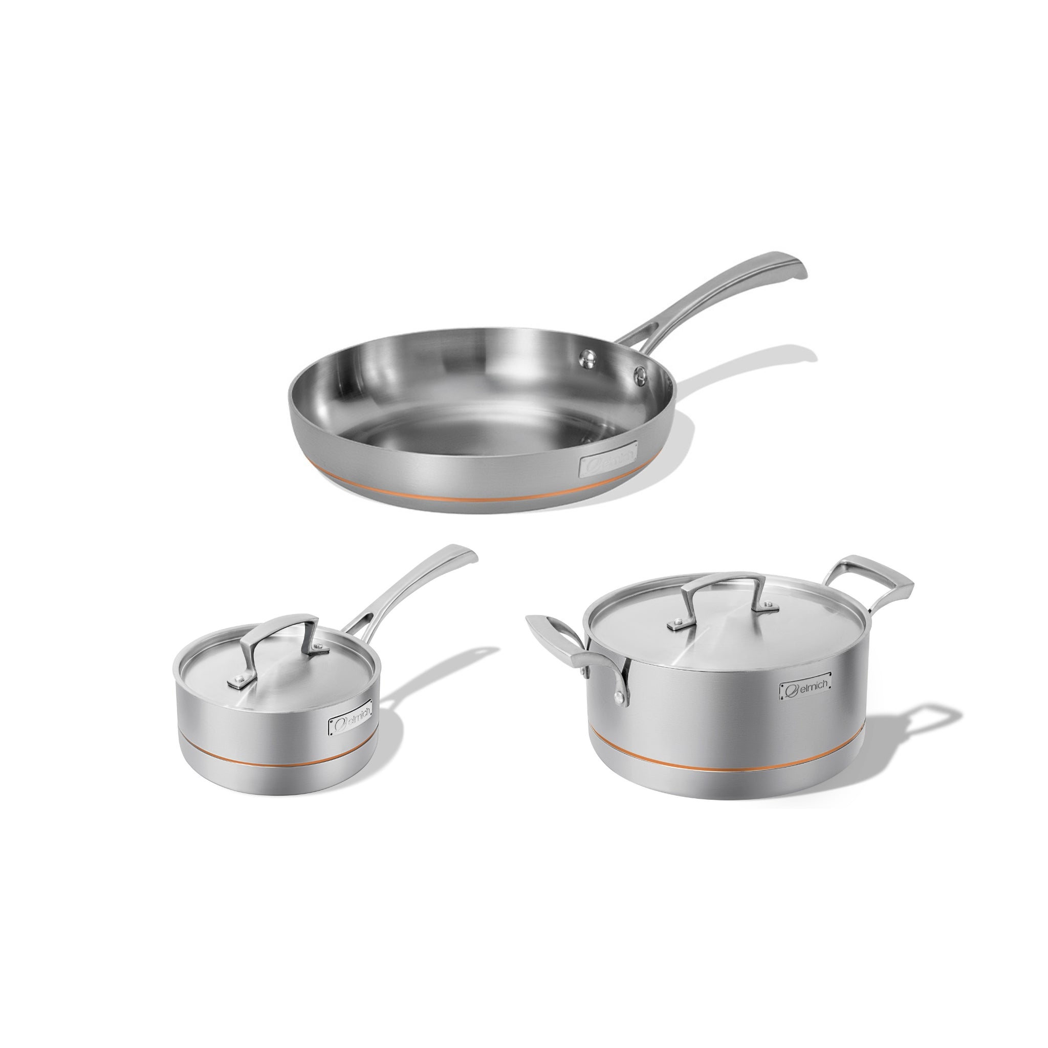 Premiová sada 5 vrstvého nerezového nádobí s měděným jádrem Penta Copper 3ks 2 hrnce + 1 pánev
