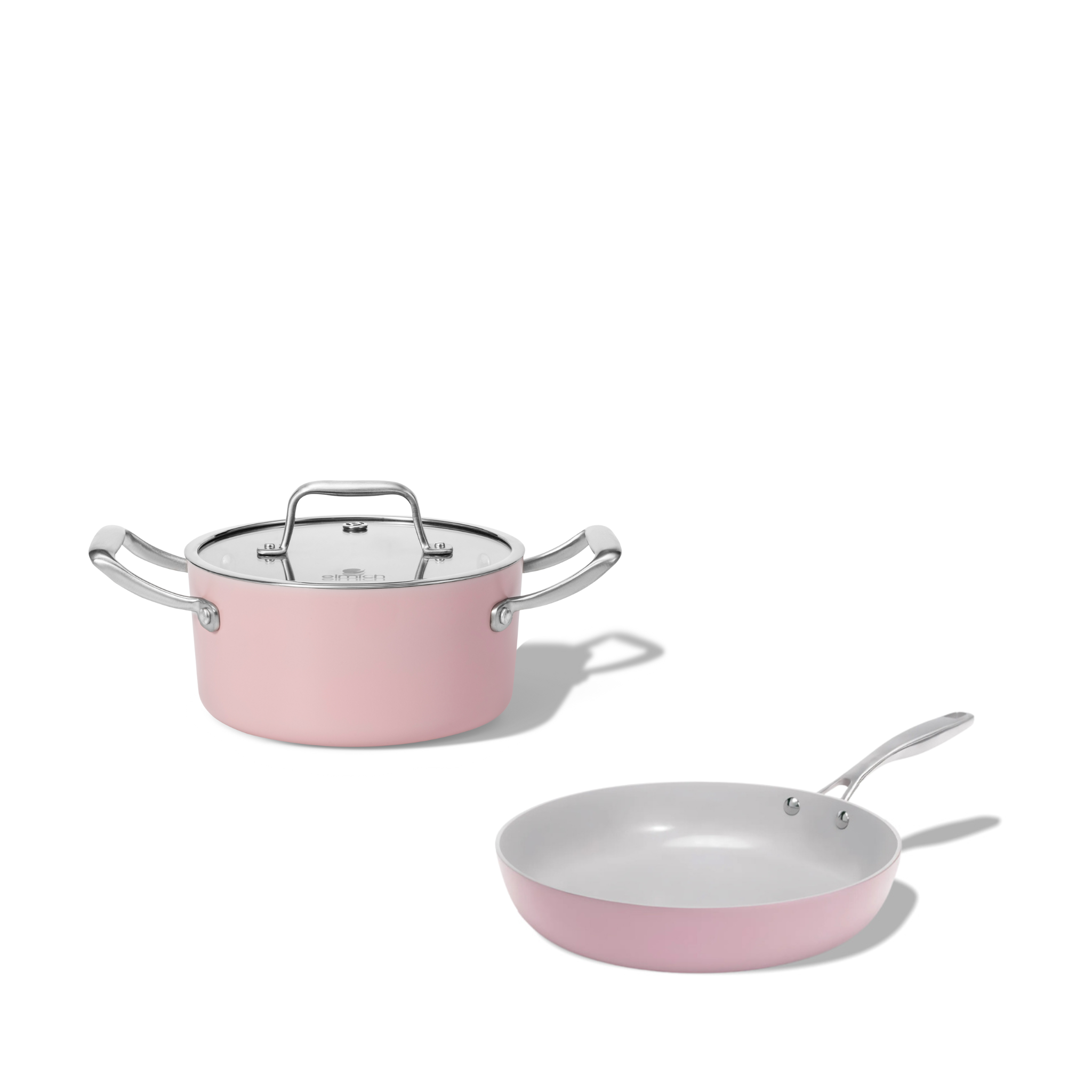 Sada keramického nádobí Vital 2ks 1 hrnec a 1 pánev růžová