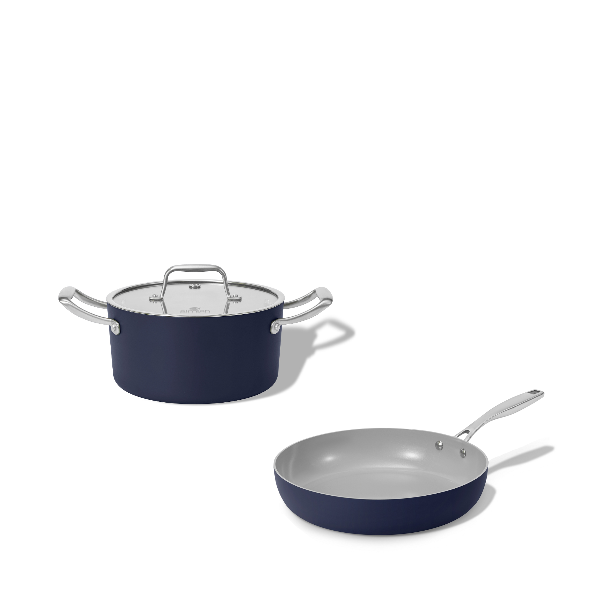 Sada keramického nádobí Vital 2ks 1 hrnec a 1 pánev tmavě modrá