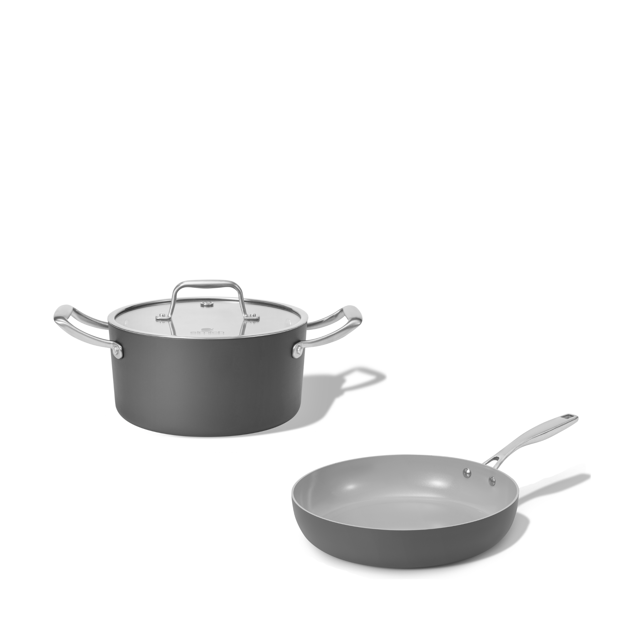 Sada keramického nádobí Vital 2ks 1 hrnec a 1 pánev tmavě šedá