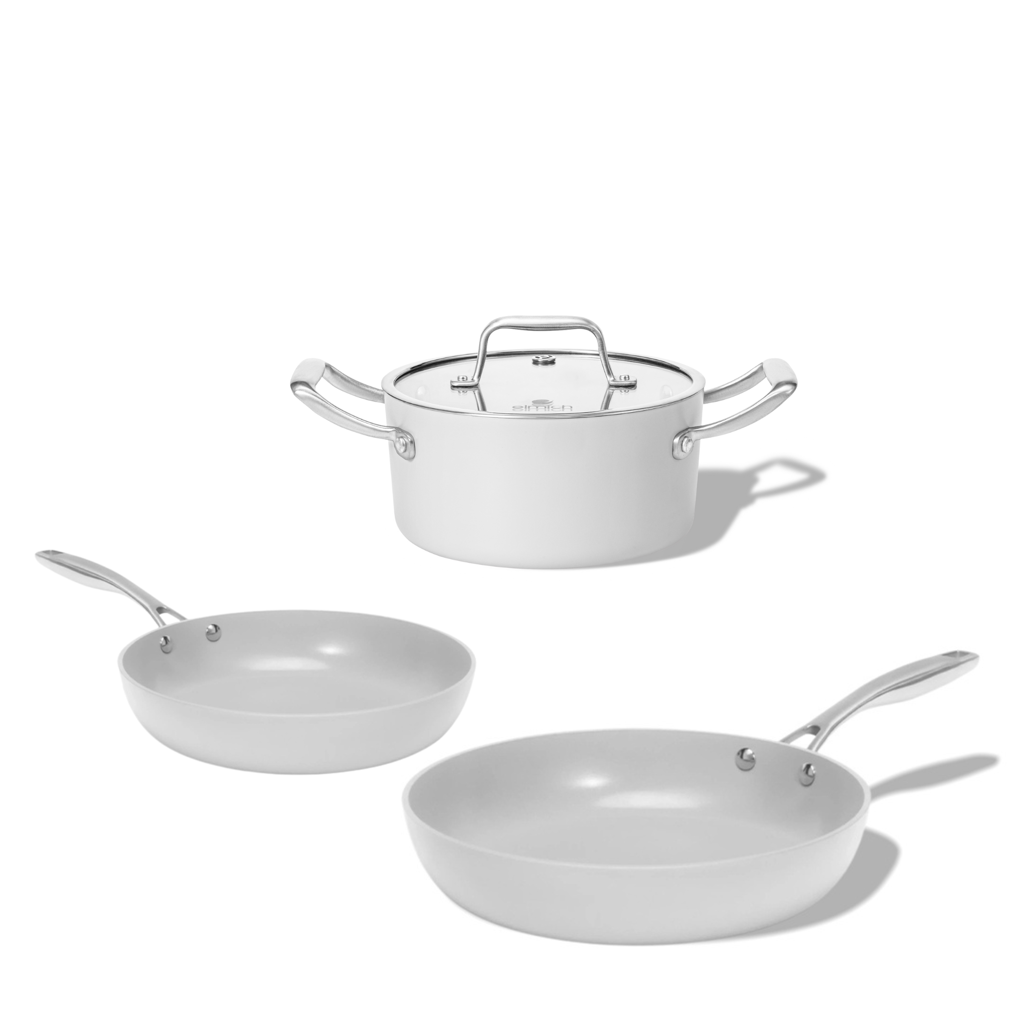 Set keramického nádobí Vital 3ks 2 pánve a 1 hrnec krémově bílá