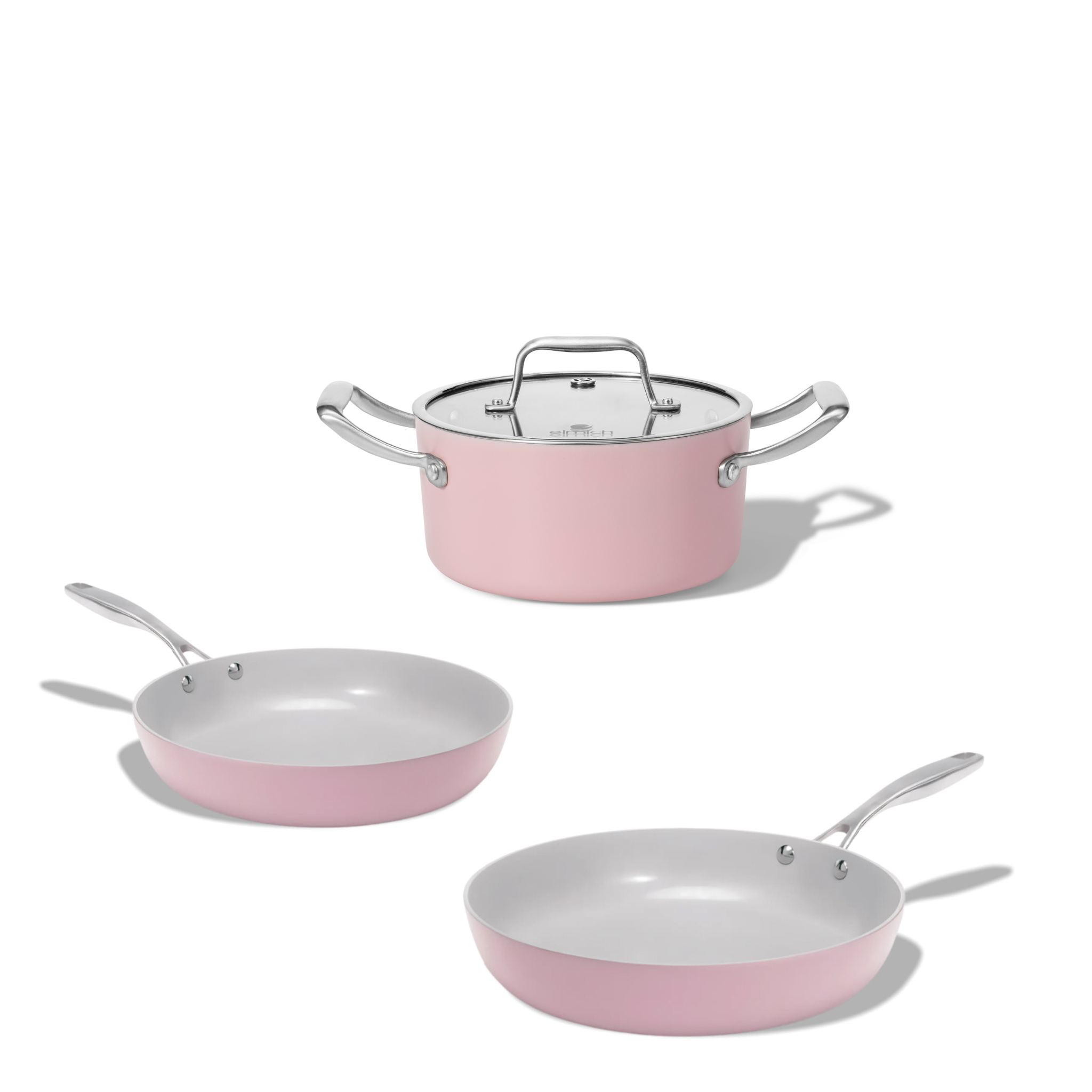 Set keramického nádobí Vital 3ks 2 pánve a 1 hrnec růžová