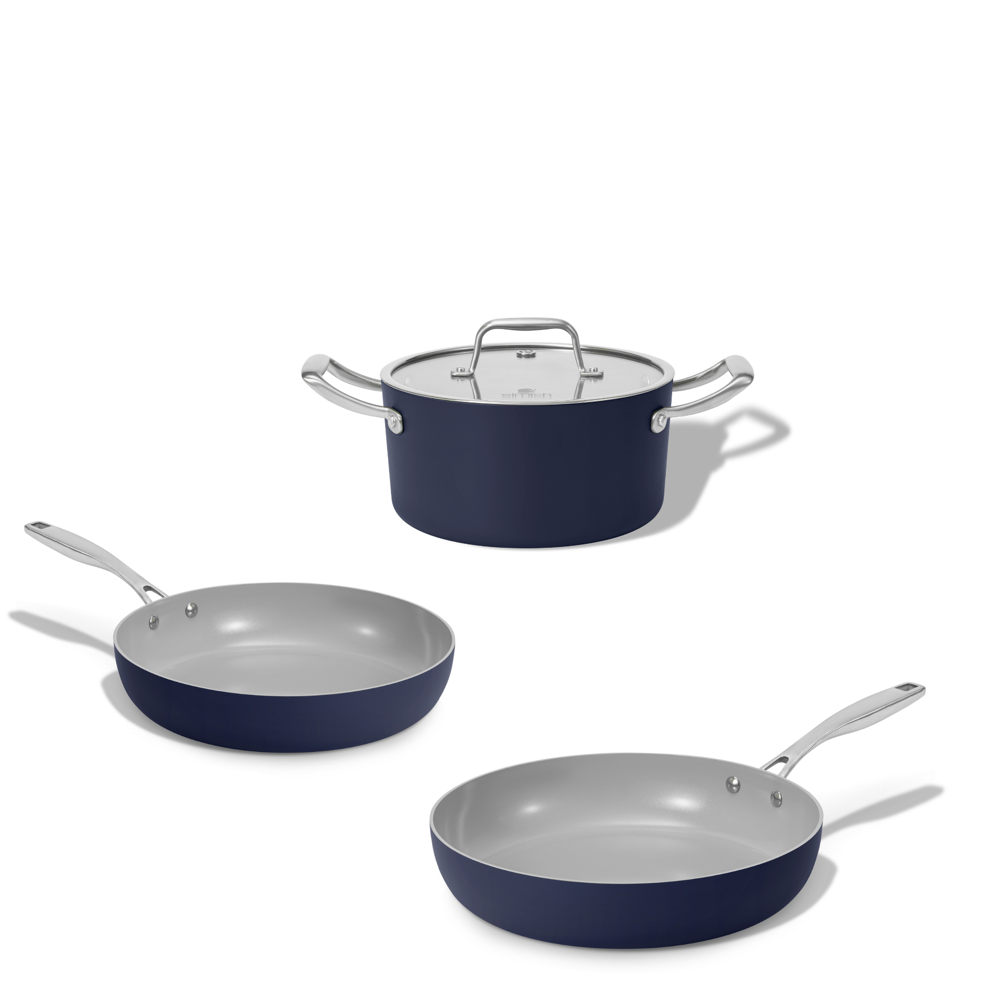 Set keramického nádobí Vital 3ks 2 pánve a 1 hrnec tmavě modrá