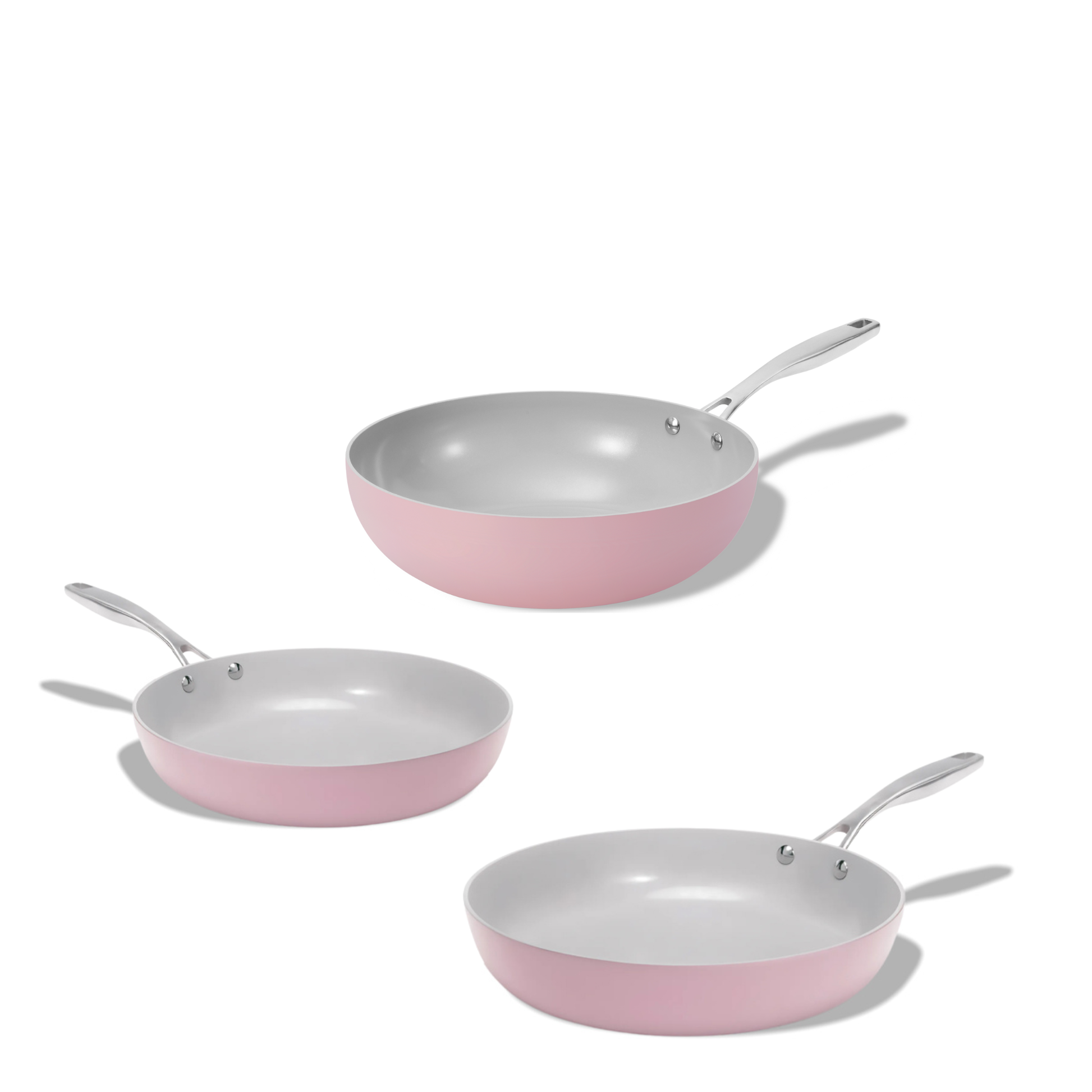 Sada keramických pánví Vital 3ks 1 wok a 2 pánve růžová