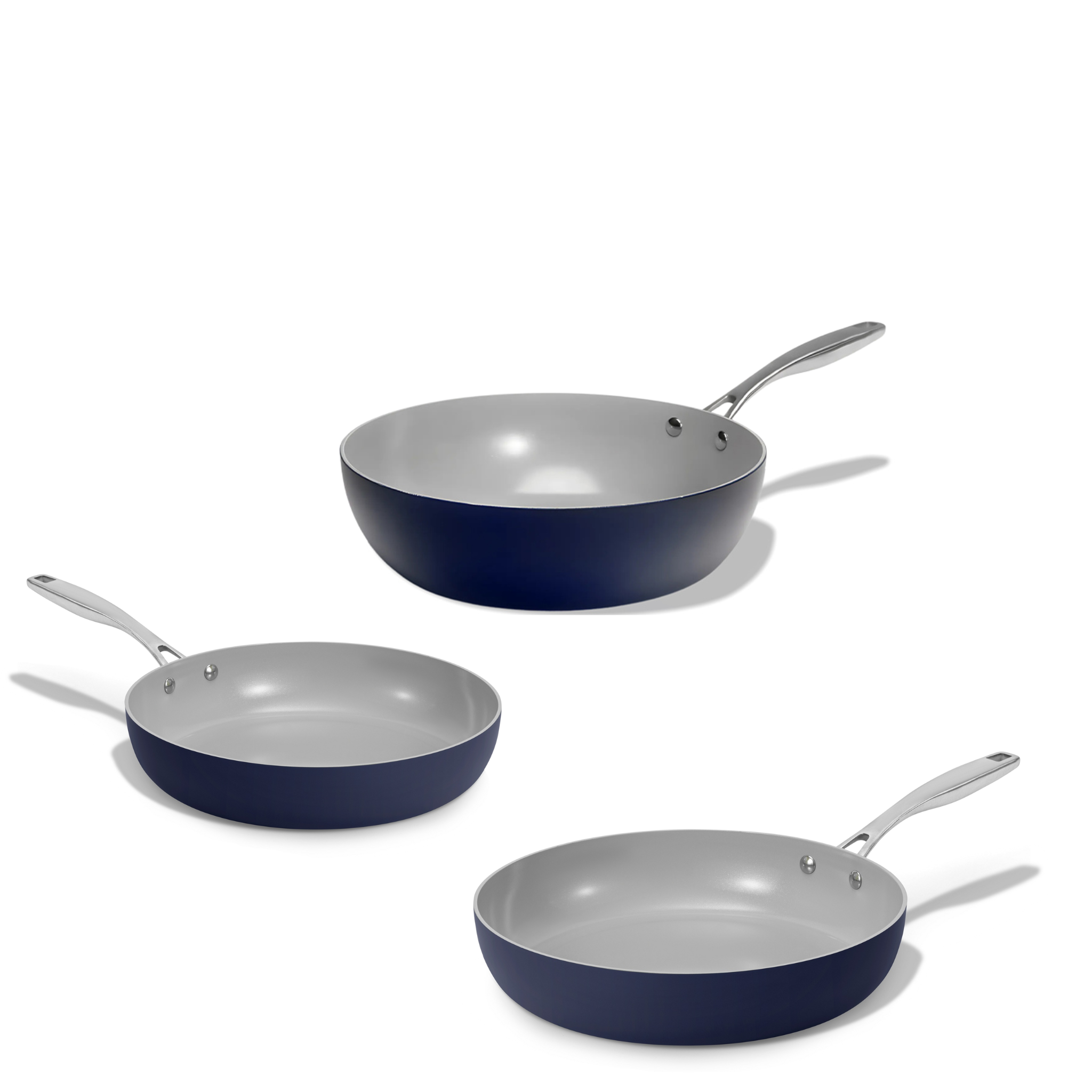 Sada keramických pánví Vital 3ks 1 wok a 2 pánve tmavě modrá