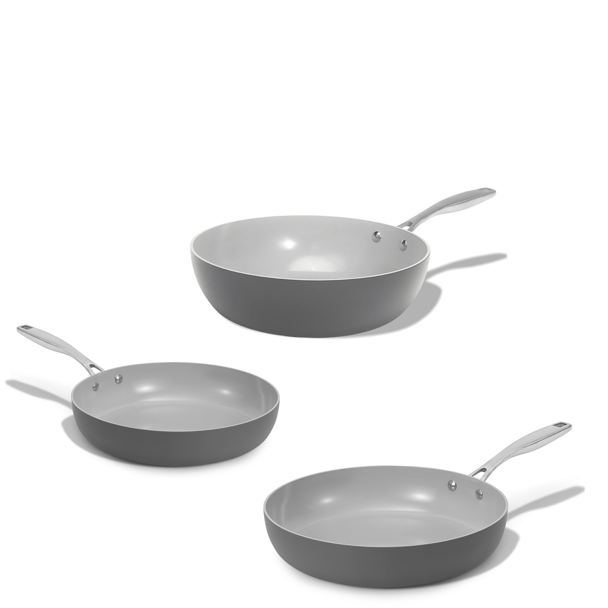 Sada keramických pánví Vital 3ks 1 wok a 2 pánve tmavě šedá