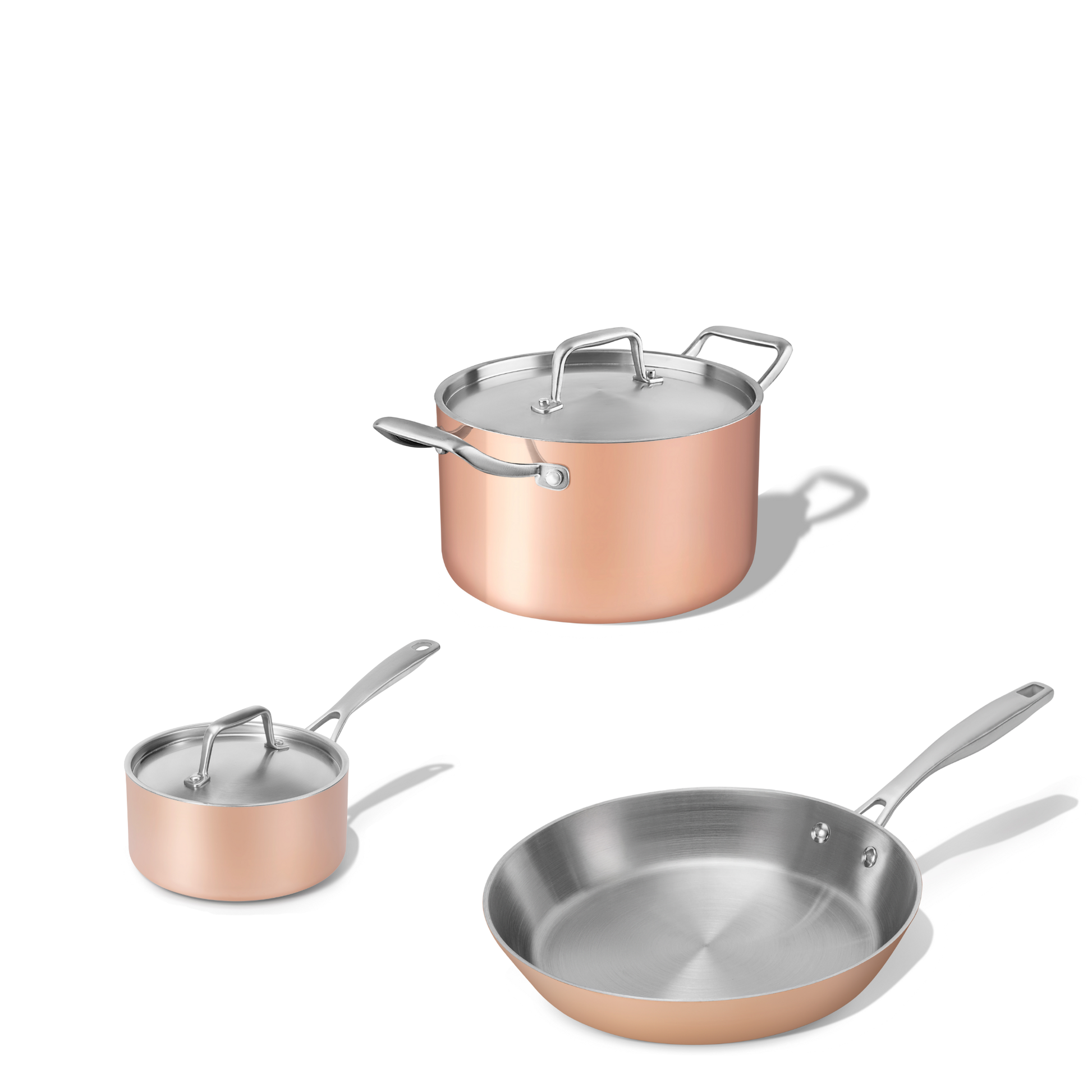 Sada měděného nádobí Tria Copper 3 ks 1 a 2 hrnce