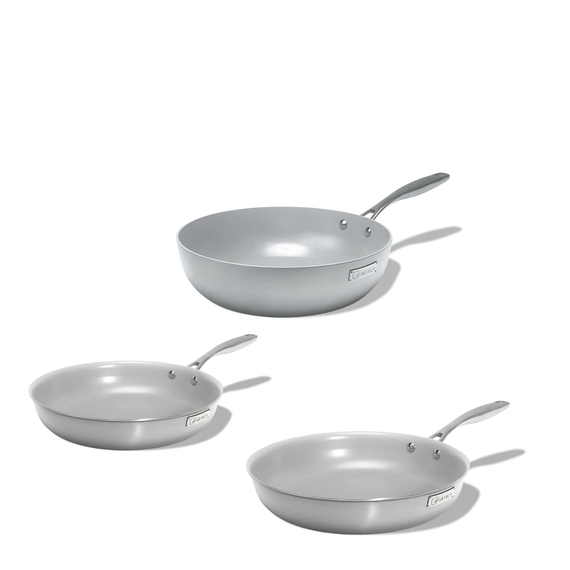 Sada nerezových pánví s keramickým povrchem Tria Ceramic 3ks 1 wok a 2 pánve