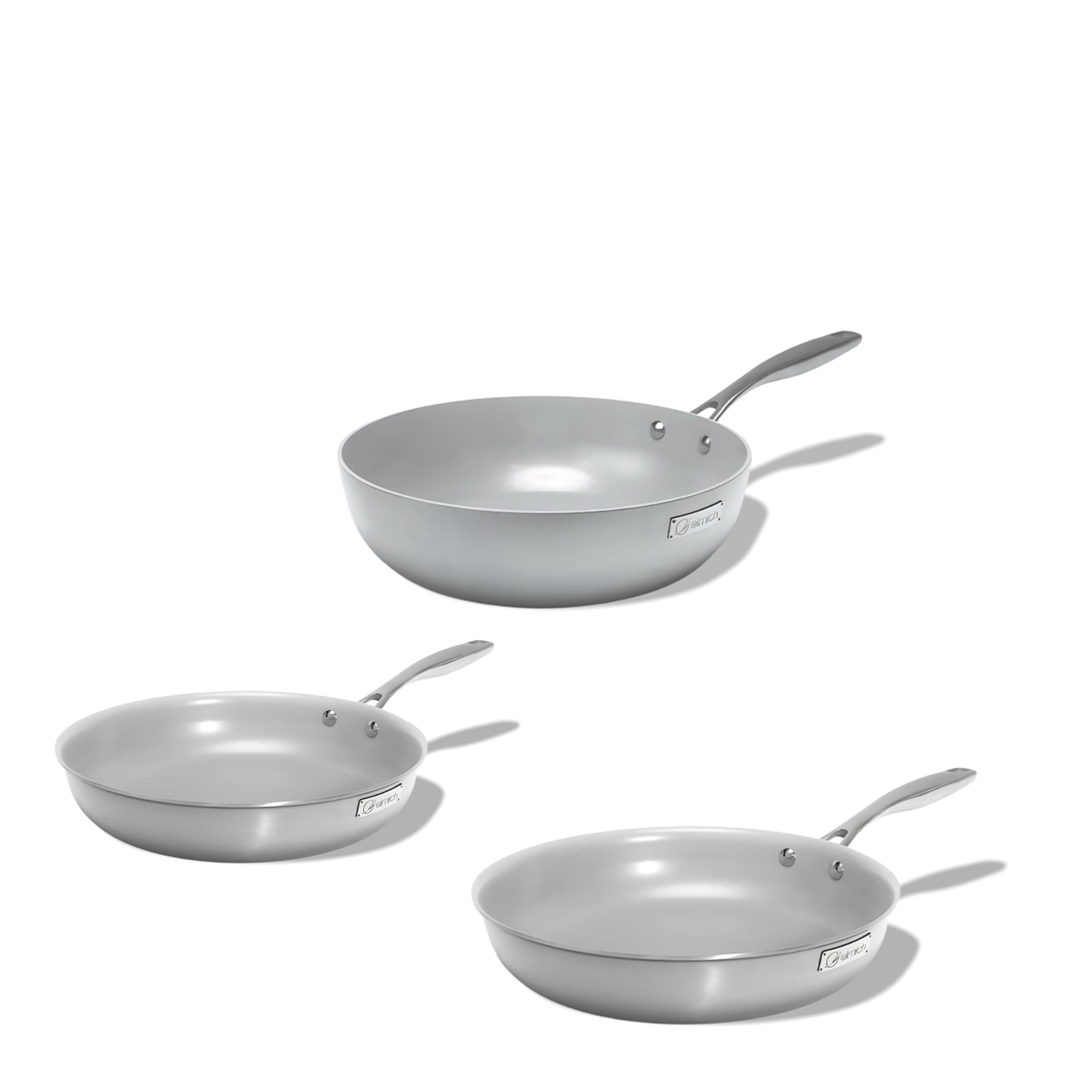 Sada nerezových pánví s keramickým povrchem Tria Ceramic 3ks 1 wok a 2 pánve