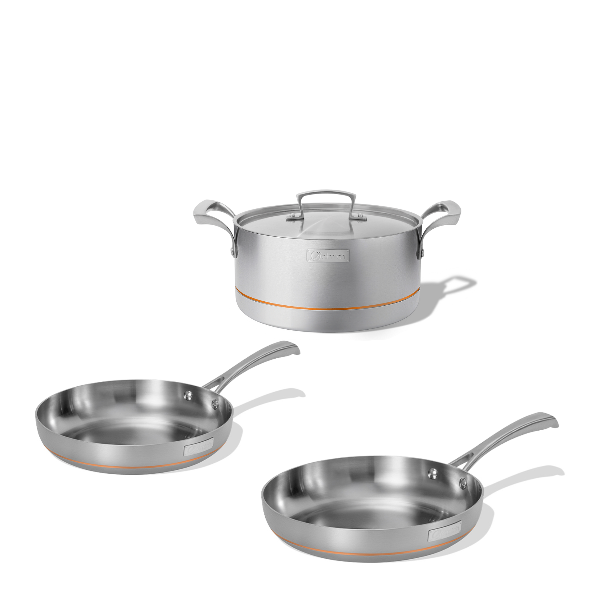 Sada pětivrstvého nerezového nádobí Penta Copper 3ks 2 pánve a 1 hrnec